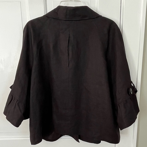 Sandro 100% Linen Black Double Breasted Swing Jacket Blazer 3/4 Sleeves Size XL - Picture 5 of 13
